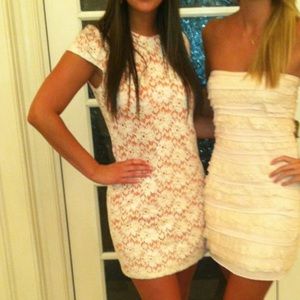 Comfortable orange lace dress